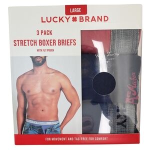 LUCKY BRAND Men's Stretch Boxer Briefs with Fly Pouch 3 Pairs NWT